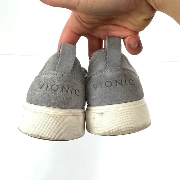Vionic Kimmie Perforated Gray Suede Slip On Sneakers Shoes Women’s 8 Orthopedic - Picture 4 of 7